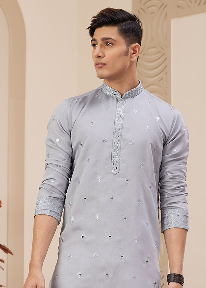 Grey Silk Kurta & Pajama Set