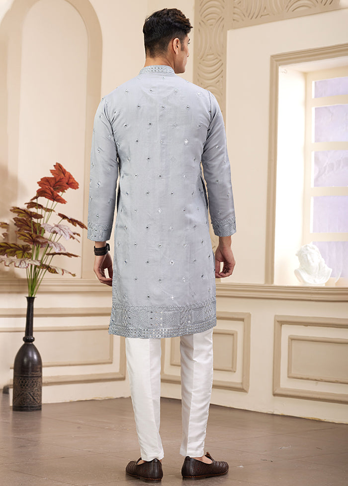 Grey Silk Kurta & Pajama Set