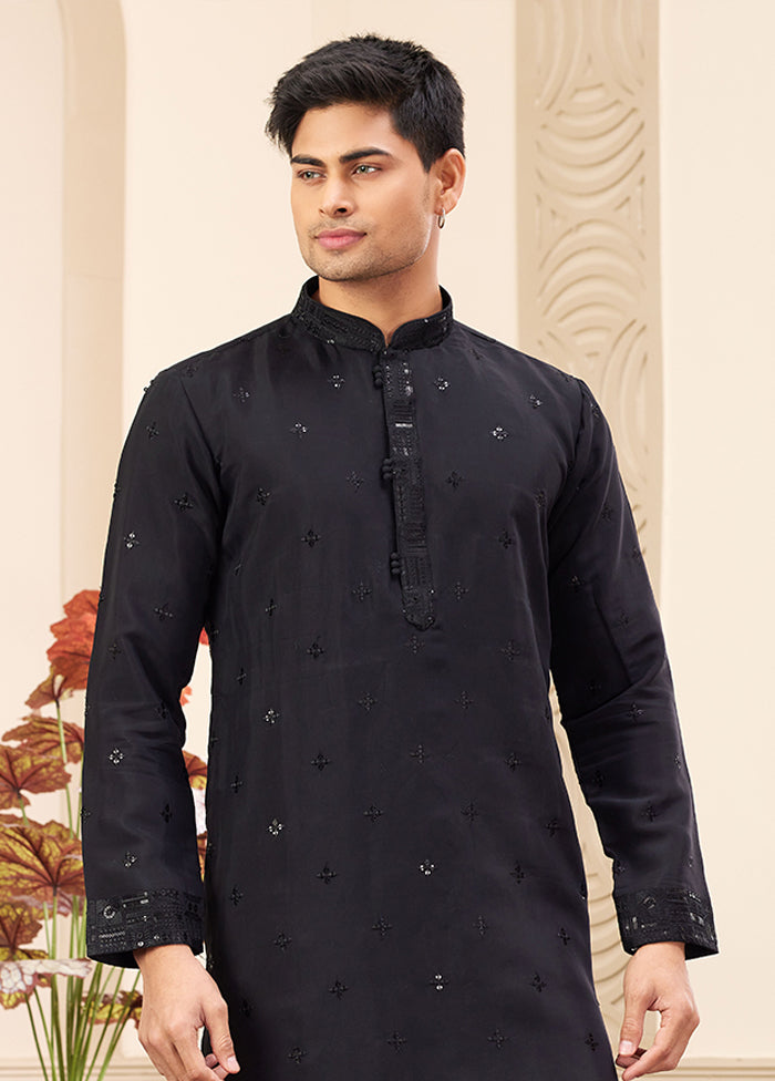 Black Silk Kurta & Pajama Set