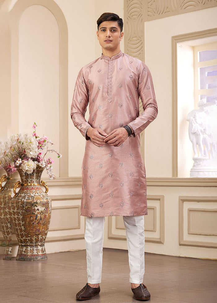 Peach Silk Kurta & Pajama Set