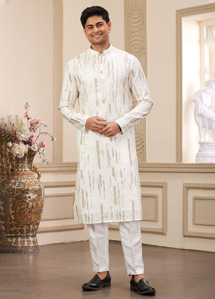 Cream Silk Kurta & Pajama Set