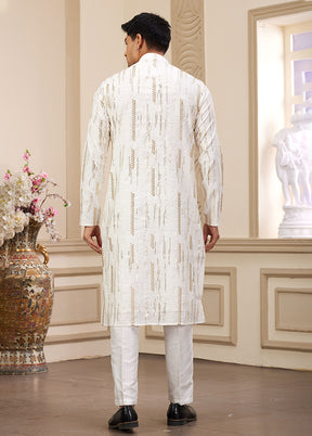 Cream Silk Kurta & Pajama Set