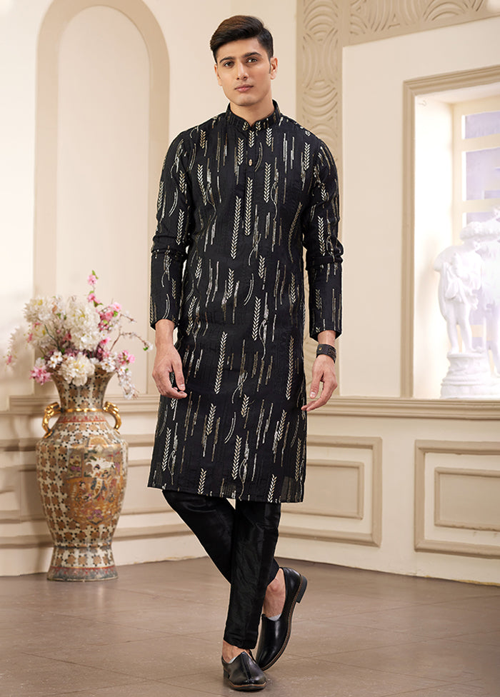 Black Silk Kurta & Pajama Set