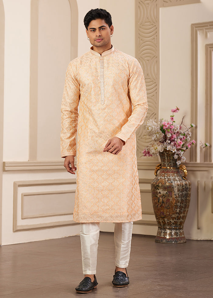 Peach Silk Kurta & Pajama Set