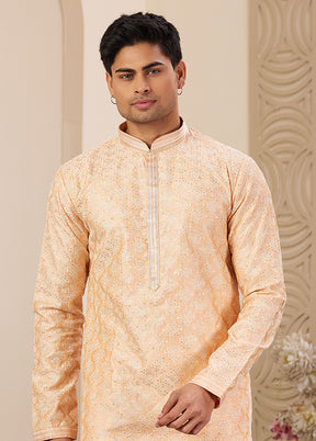 Peach Silk Kurta & Pajama Set