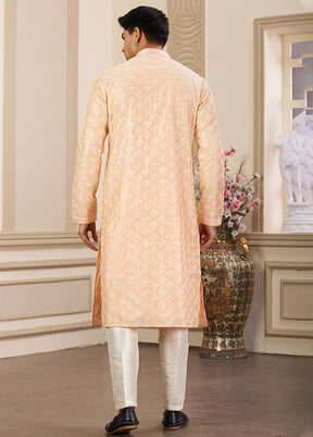 Peach Silk Kurta & Pajama Set