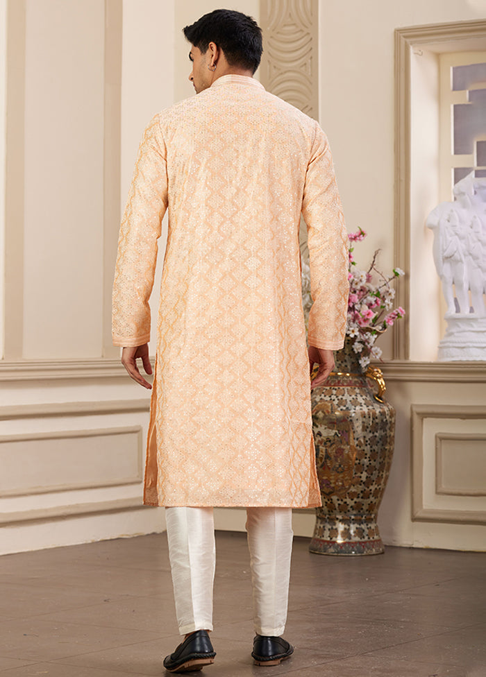 Peach Silk Kurta & Pajama Set