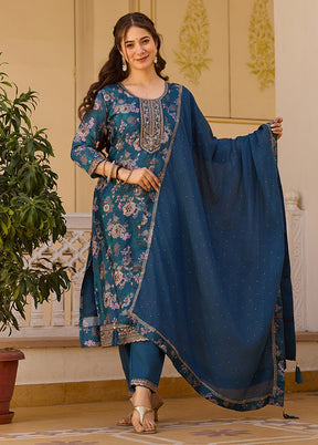 3 Pc Brown Silk Suit Set