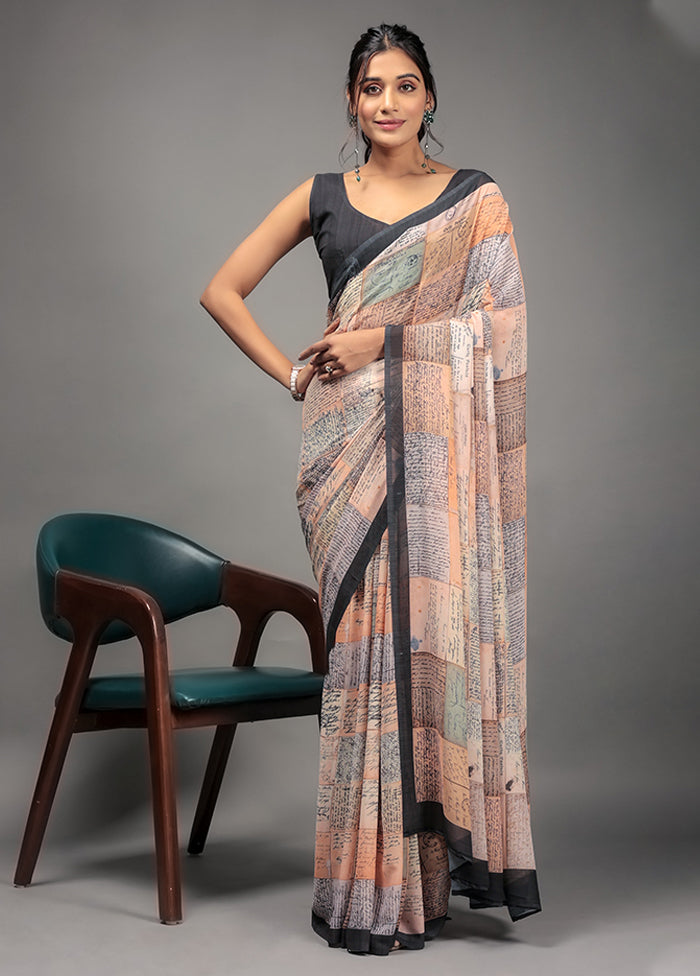 Orange Georgette Saree With Blouse Piece