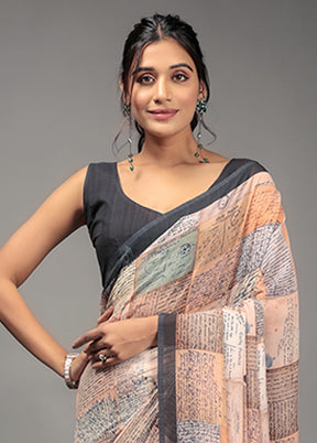 Orange Georgette Saree With Blouse Piece