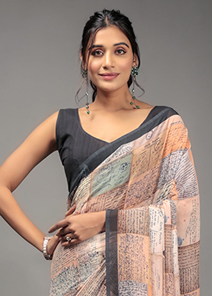 Orange Georgette Saree With Blouse Piece