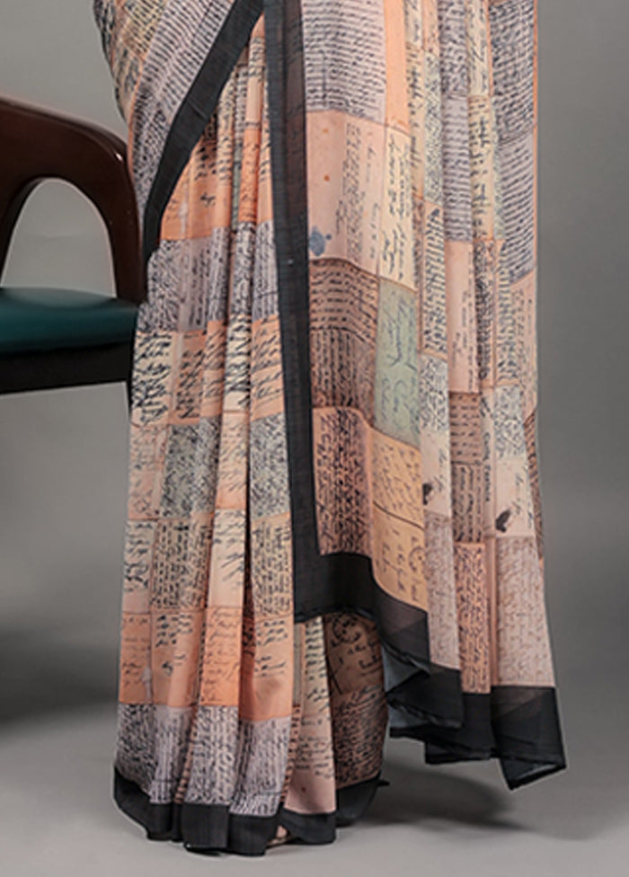 Orange Georgette Saree With Blouse Piece