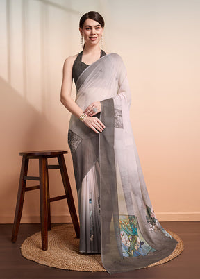 Grey Georgette Saree With Blouse Piece