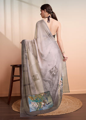 Grey Georgette Saree With Blouse Piece
