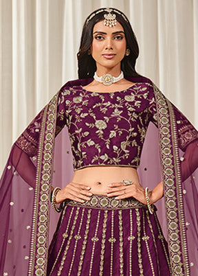 Purple Blended Silk Lehenga Set