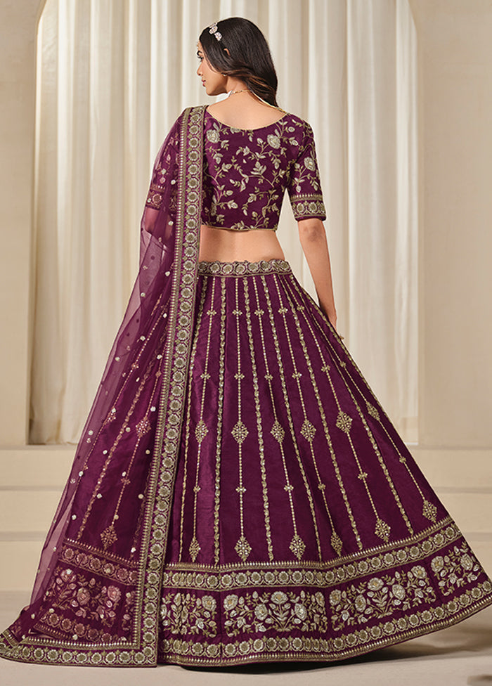 Purple Blended Silk Lehenga Set