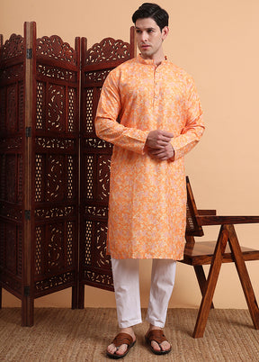 Orange Silk Kurta & Pajama Set