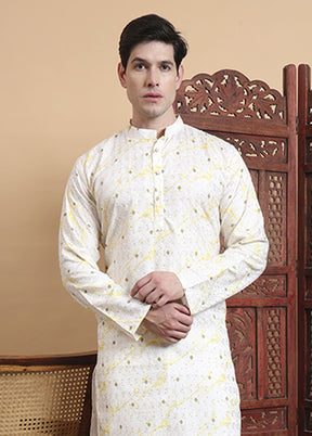 Cream Cotton Kurta & Pajama Set