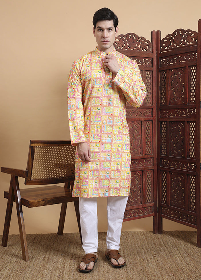 Yellow Cotton Kurta & Pajama Set