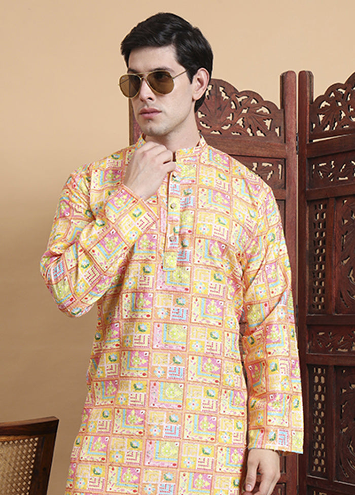 Yellow Cotton Kurta & Pajama Set
