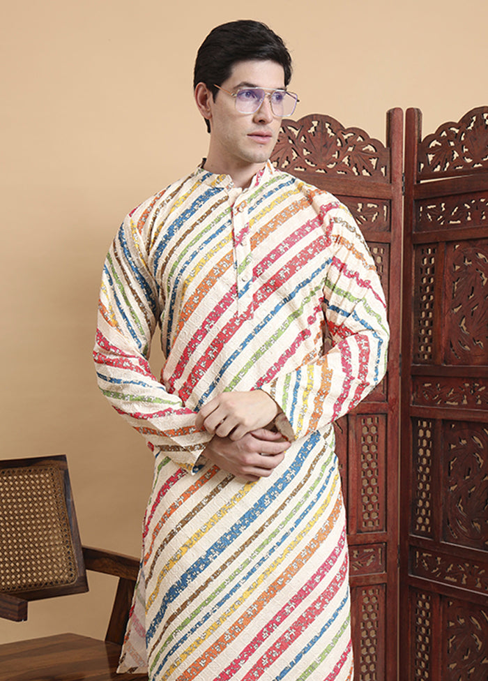 Cream Cotton Kurta & Pajama Set