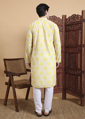 Yellow Cotton Kurta & Pajama Set