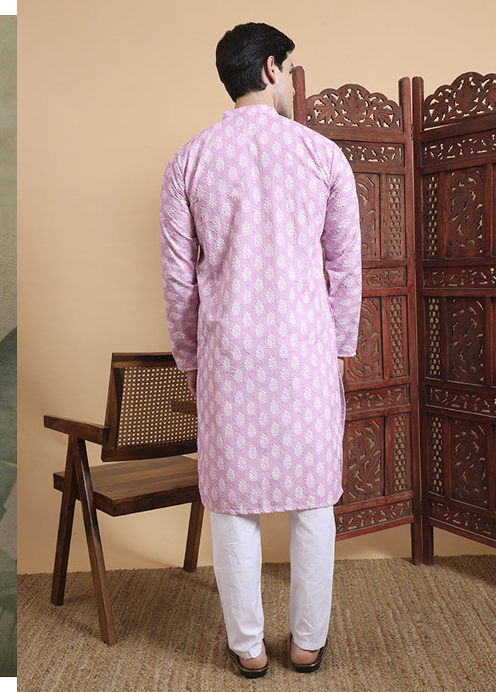 Purple Cotton Kurta & Pajama Set