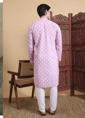 Purple Cotton Kurta & Pajama Set