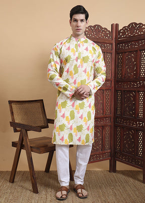 Green Cotton Kurta & Pajama Set