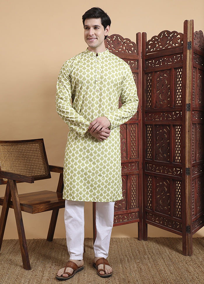 Green Cotton Kurta & Pajama Set