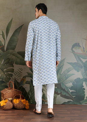 Blue Cotton Kurta & Pajama Set