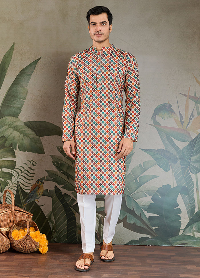 Multicolor Cotton Kurta & Pajama Set