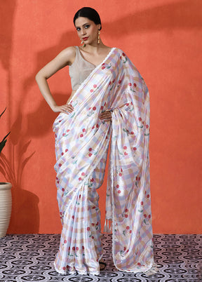 Cream Spun Silk Saree With Blouse Piece