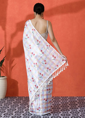 Cream Spun Silk Saree With Blouse Piece