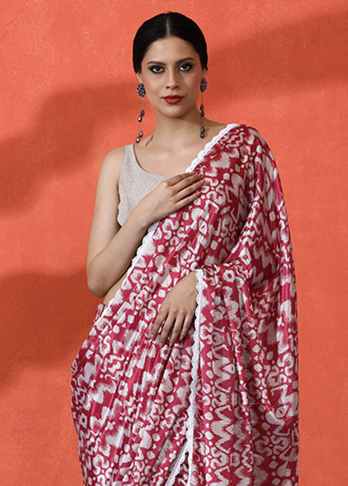 Maroon Spun Silk Saree With Blouse Piece