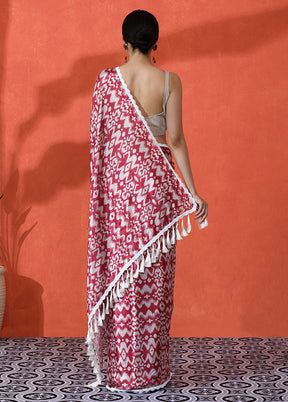 Maroon Spun Silk Saree With Blouse Piece