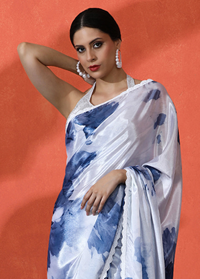 Grey Spun Silk Saree With Blouse Piece