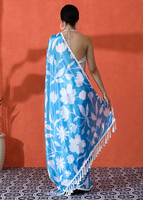 Multicolor Spun Silk Saree With Blouse Piece