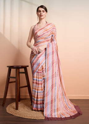 Peach Georgette Saree With Blouse Piece