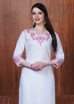 3 Pc White Silk Suit Set