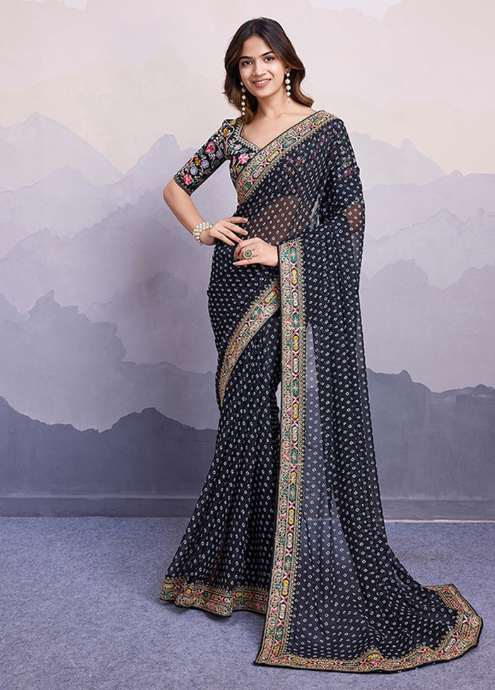 Black Georgette Saree With Blouse Piece