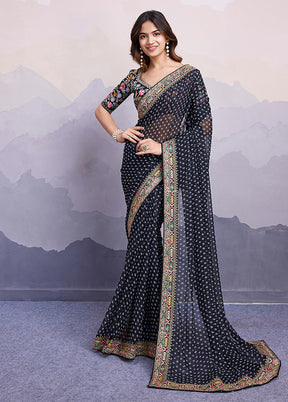 Black Georgette Saree With Blouse Piece