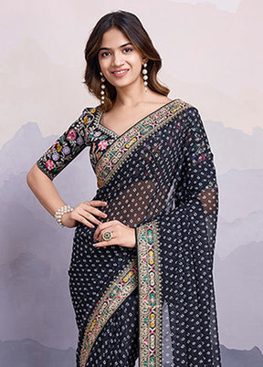 Black Georgette Saree With Blouse Piece