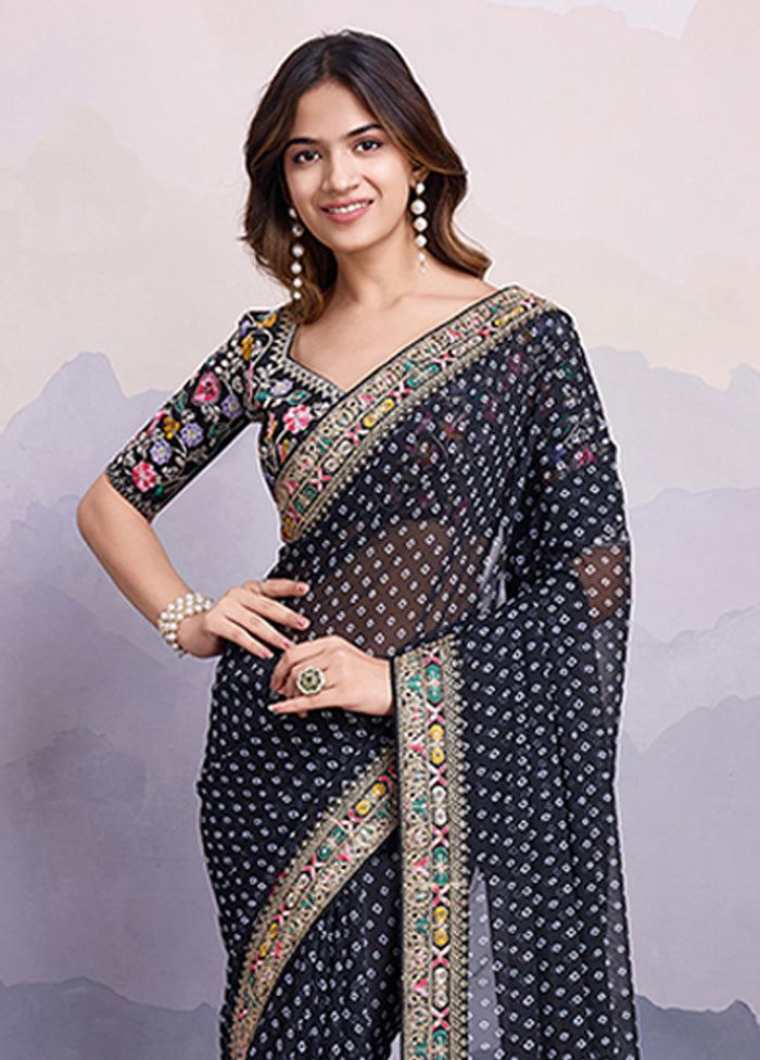 Black Georgette Saree With Blouse Piece