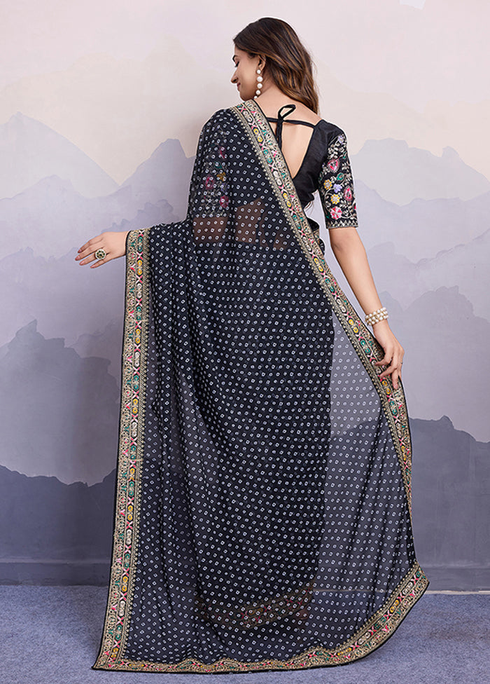Black Georgette Saree With Blouse Piece