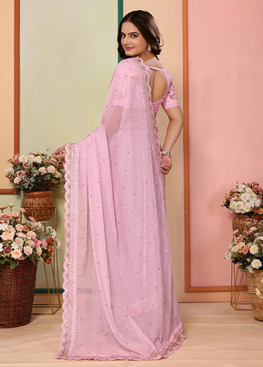 Pink Organza Saree With Blouse Piece