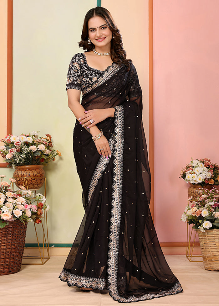 Black Organza Saree With Blouse Piece