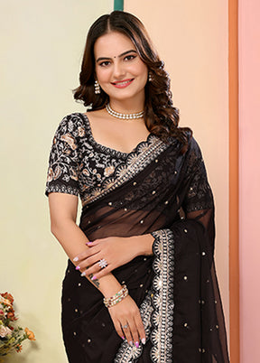 Black Organza Saree With Blouse Piece