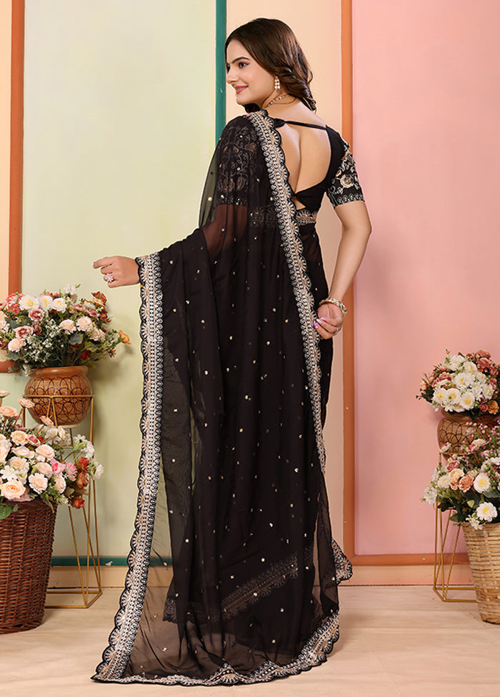 Black Organza Saree With Blouse Piece