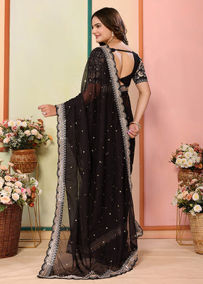 Black Organza Saree With Blouse Piece